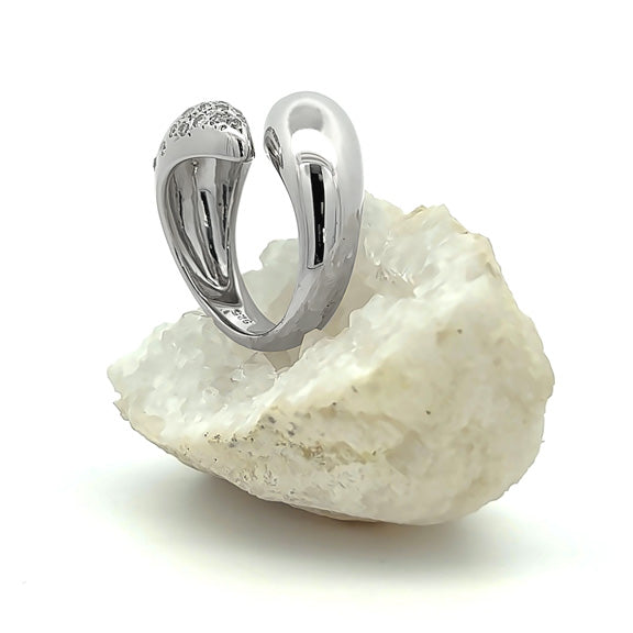 Claw Ring with Sprinkled Diamonds, Sterling Silver