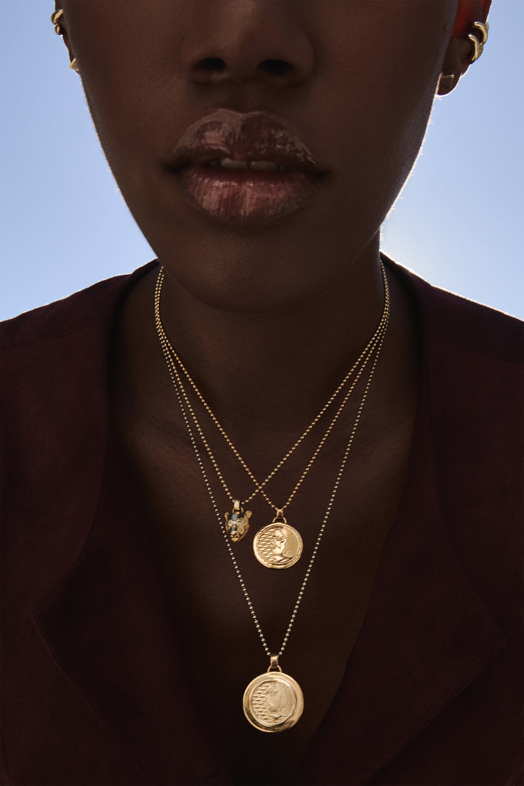 Large Lioness Coin Necklace, Sterling Silver