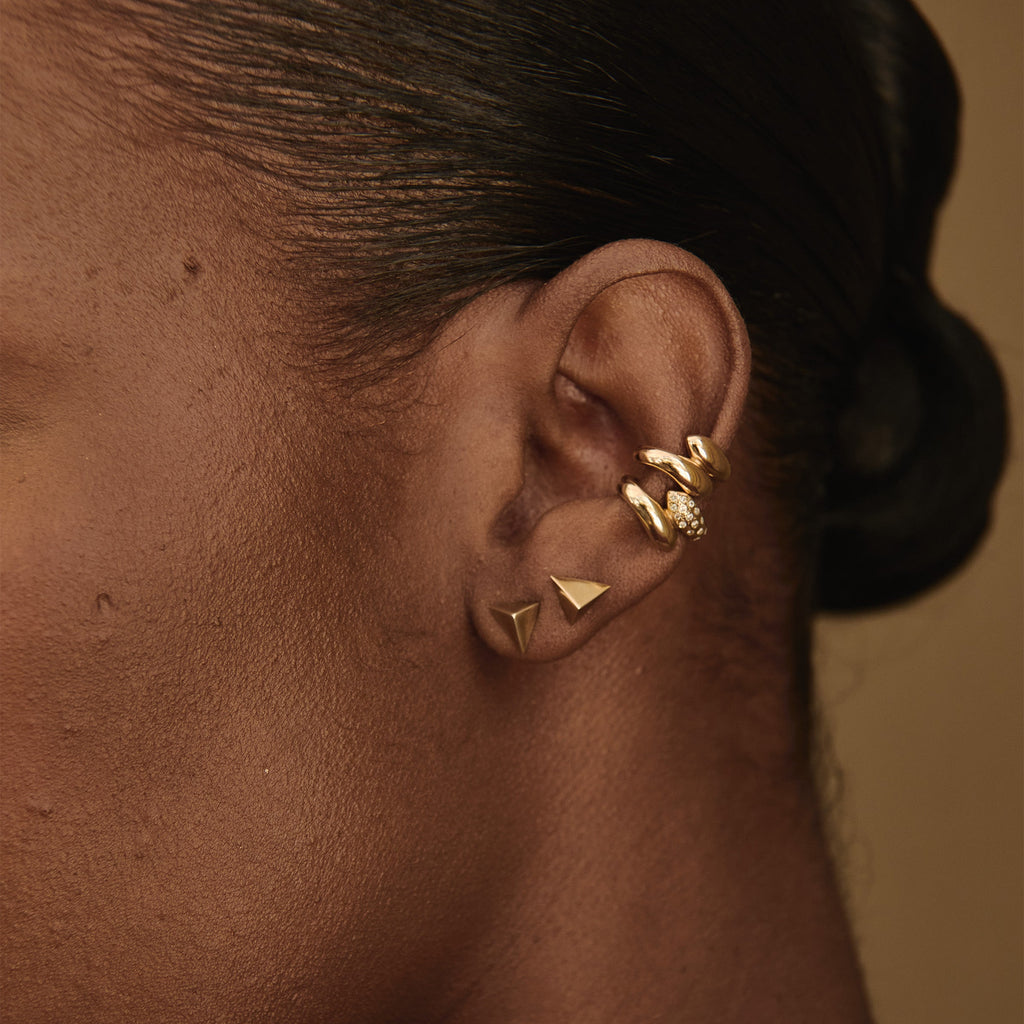 Claw Earcuff with Sprinkled Diamonds, Gold