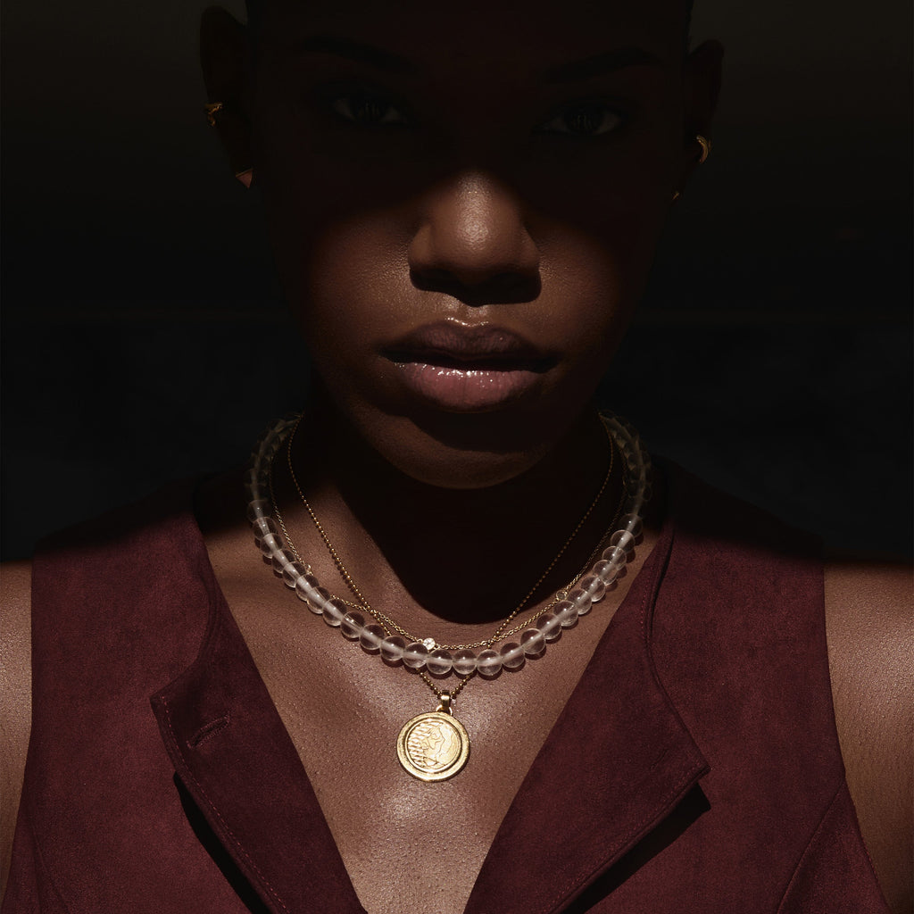 Clear Quartz Beaded Wht Topaz Choker