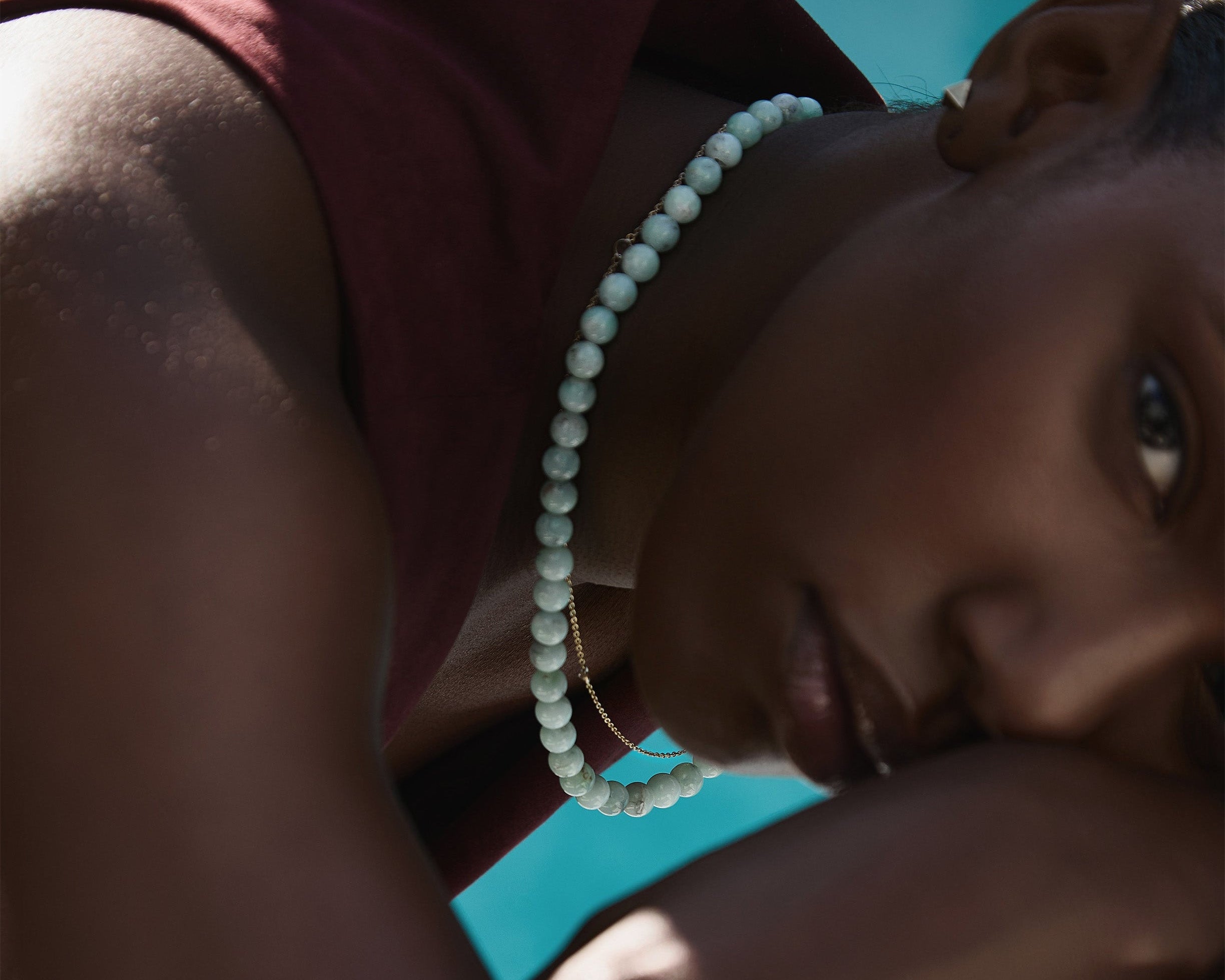 LADY Chrysoprase Beaded Wht Topaz Choker