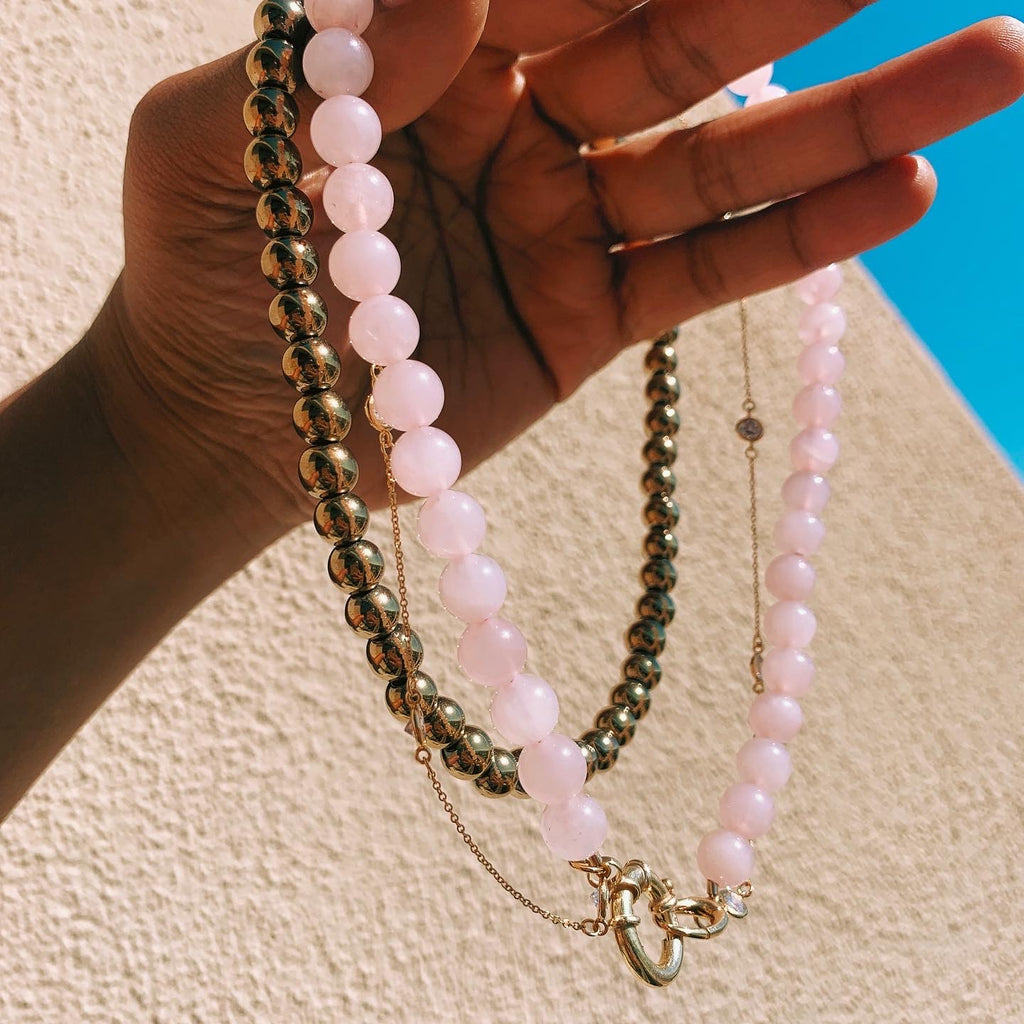 MAE Beaded Wht Topaz Choker