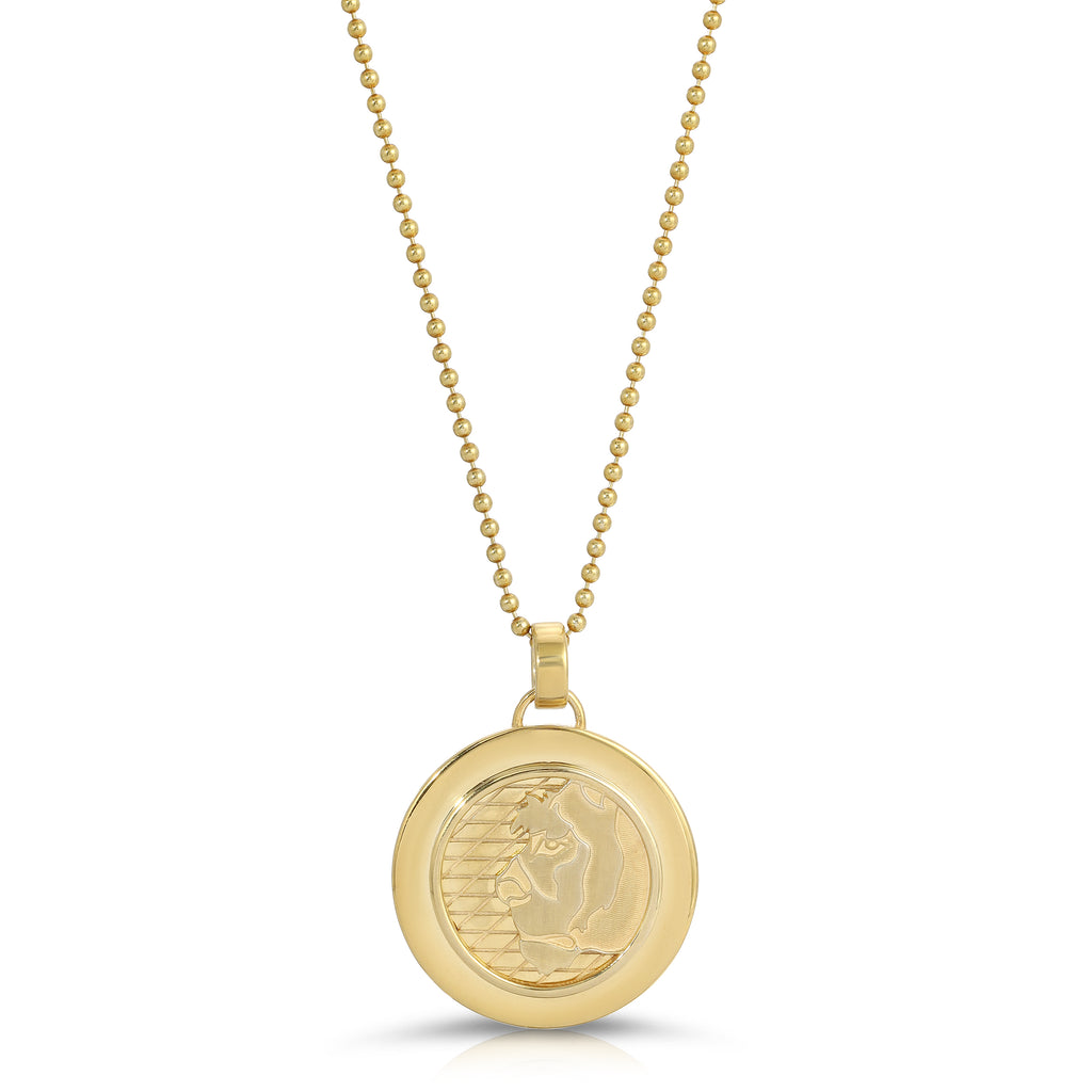 Large Lioness Coin Necklace, Gold