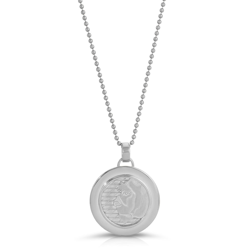 Large Lioness Coin Necklace, Sterling Silver