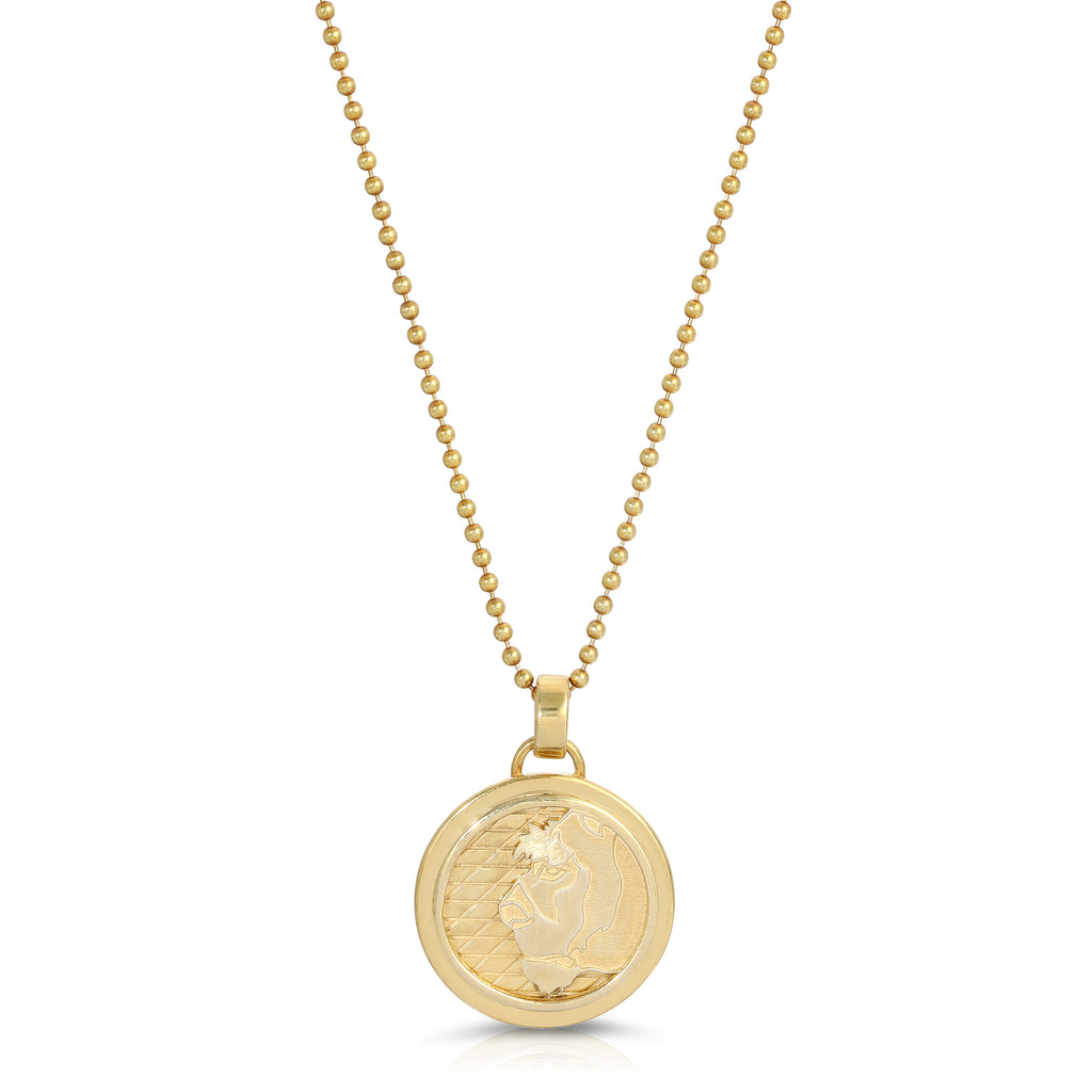Medium Lioness Coin Necklace, Gold